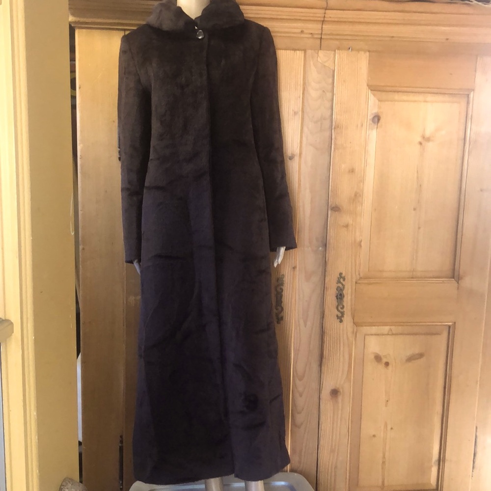 Cinzia Rocca Piacenza Baby Llama Brown Classic Italian Coat size 8